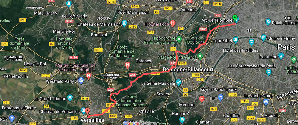 randonnee paris versailles velo
