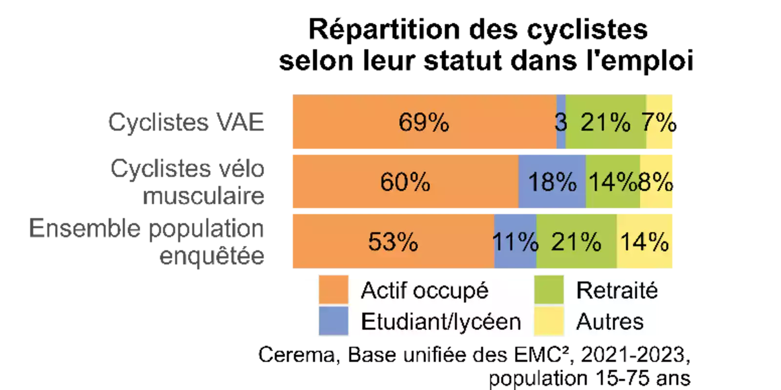 graphique repartition cyclistes selon  statut dans emploi